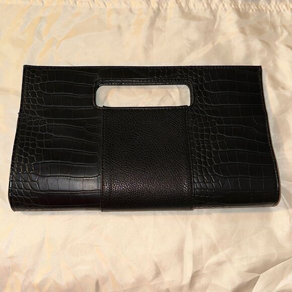 Charming Charlie Black Pebbled Faux Leather Clutch - Picture 1 of 8
